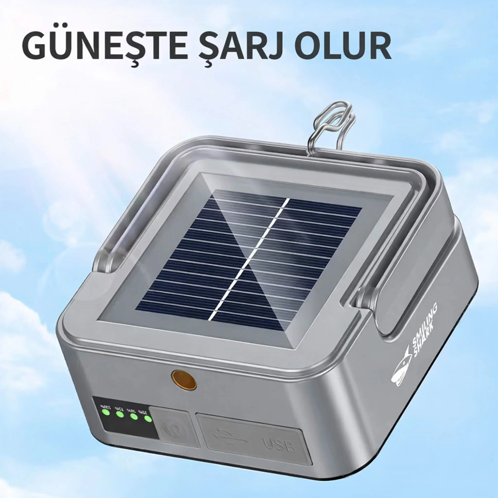 Güneş Enerjili COB LED Kamp Lambası 