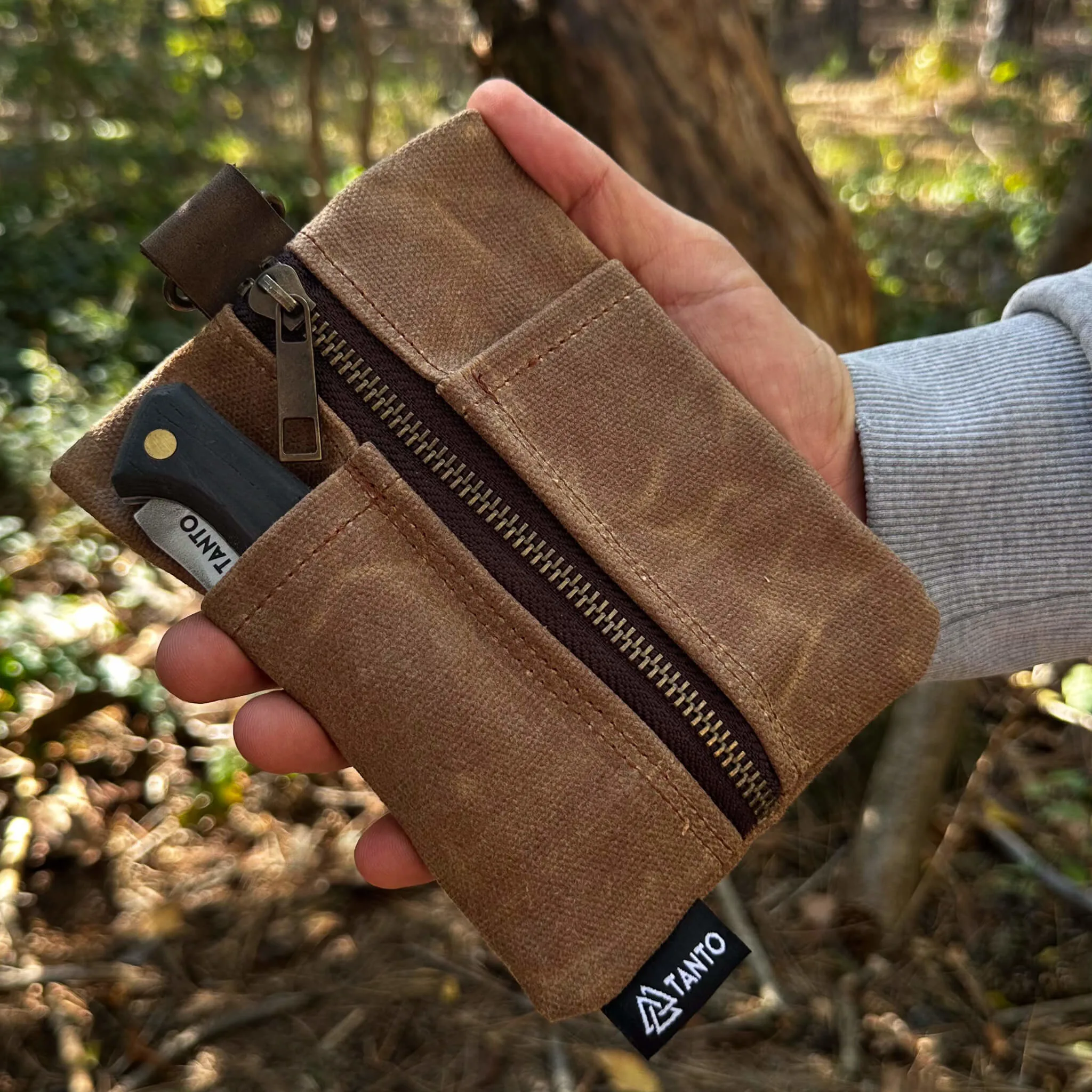Kahverengi Mumlu Kanvas EDC Çanta 