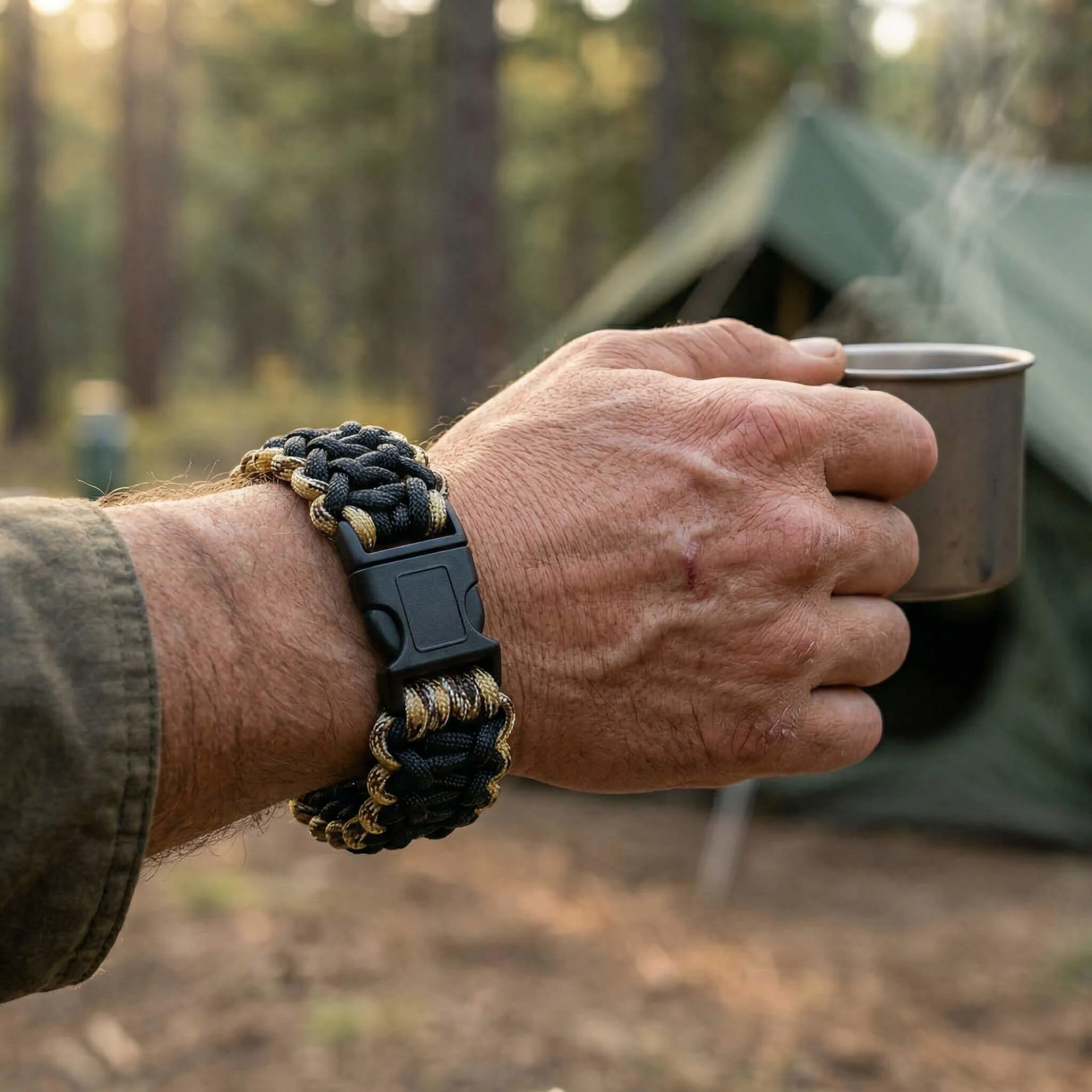 Paracord Bileklik Siyah Çöl Kamuflaj Outdoor Kamp Bilekliği