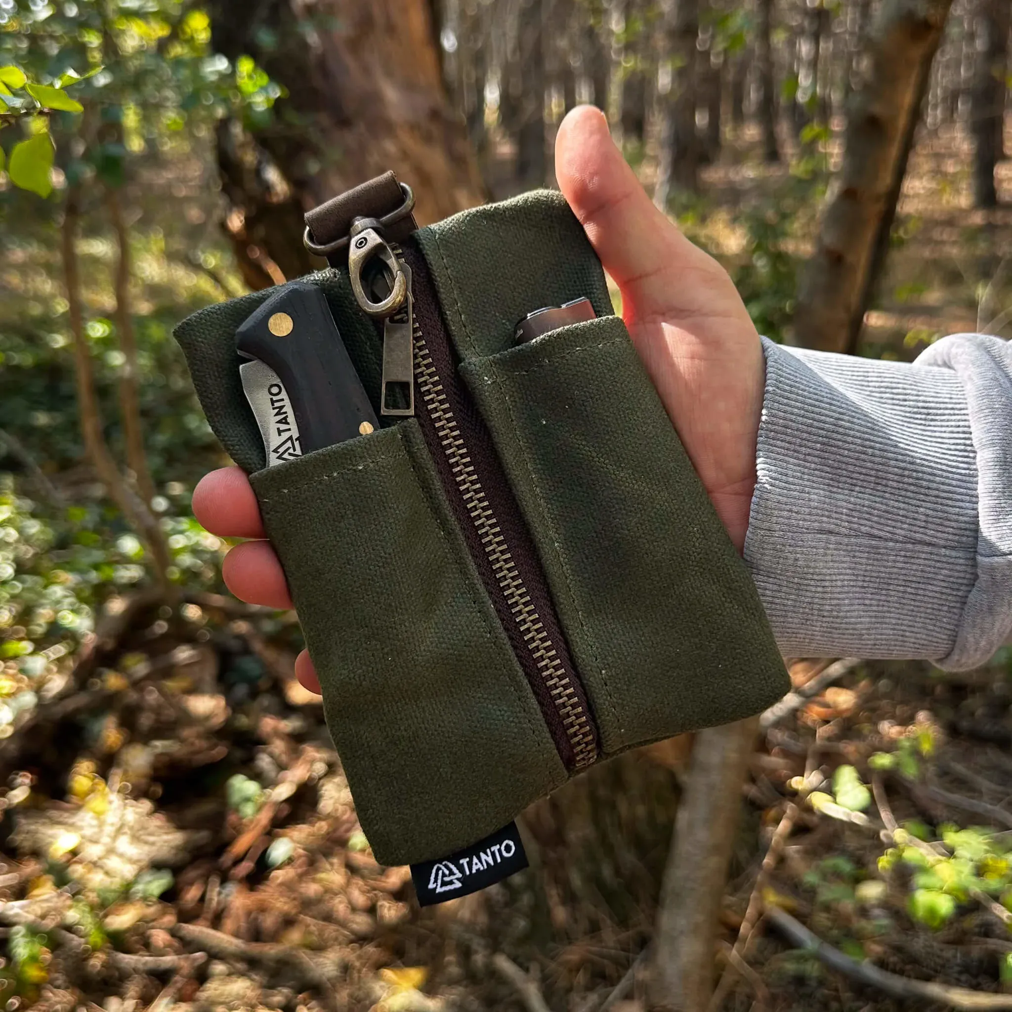 Haki Mumlu Kanvas EDC Çanta 